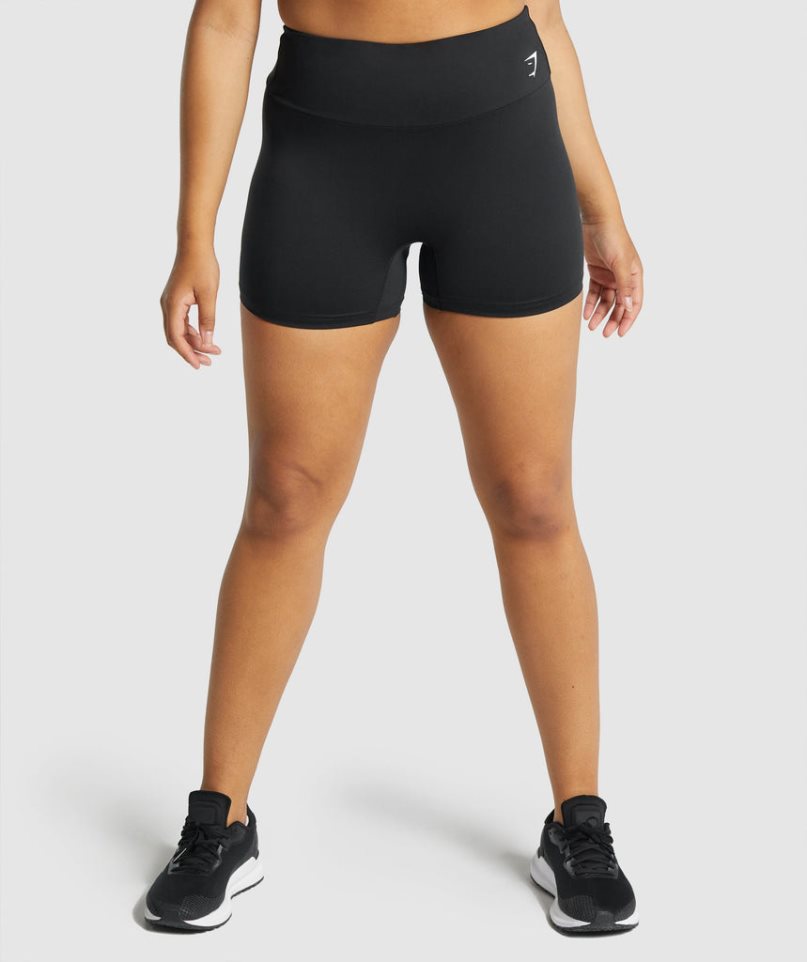 Szorty Gymshark Treningowe Damskie Czarne | PL 831UBV